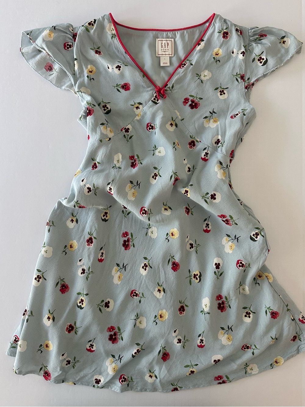 Gap x Doen Girls Blue Floral Mini Dress Size Large (Size 10)